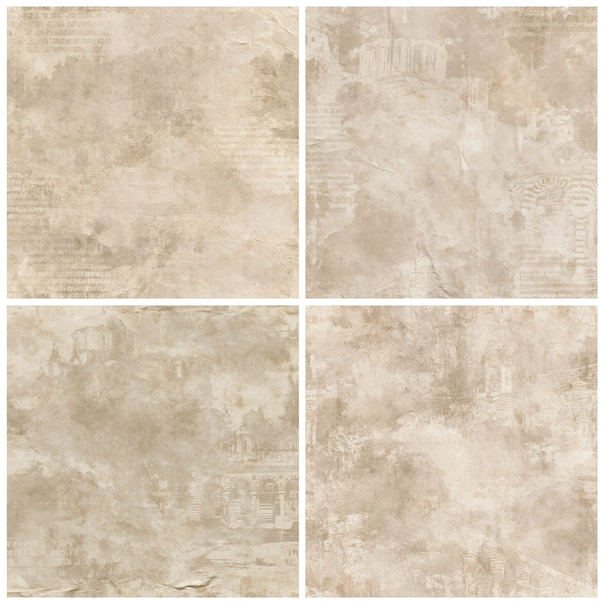 Four more Rila Monastery Bulgaria Rhodope Stone Monastery Ochre Bone digital papers from the pack shown in a grid