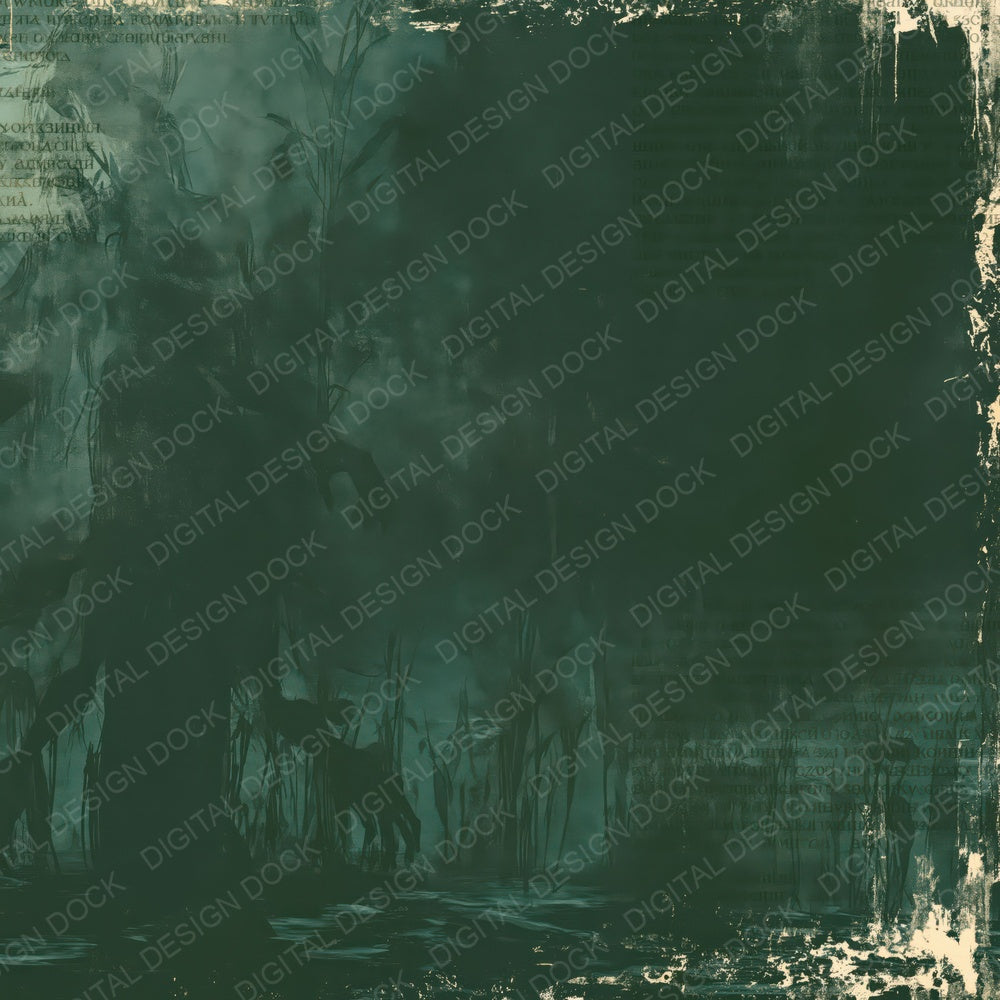 Another Rusalka Cryptid River Midnight Willow Green Bone digital paper shown full size