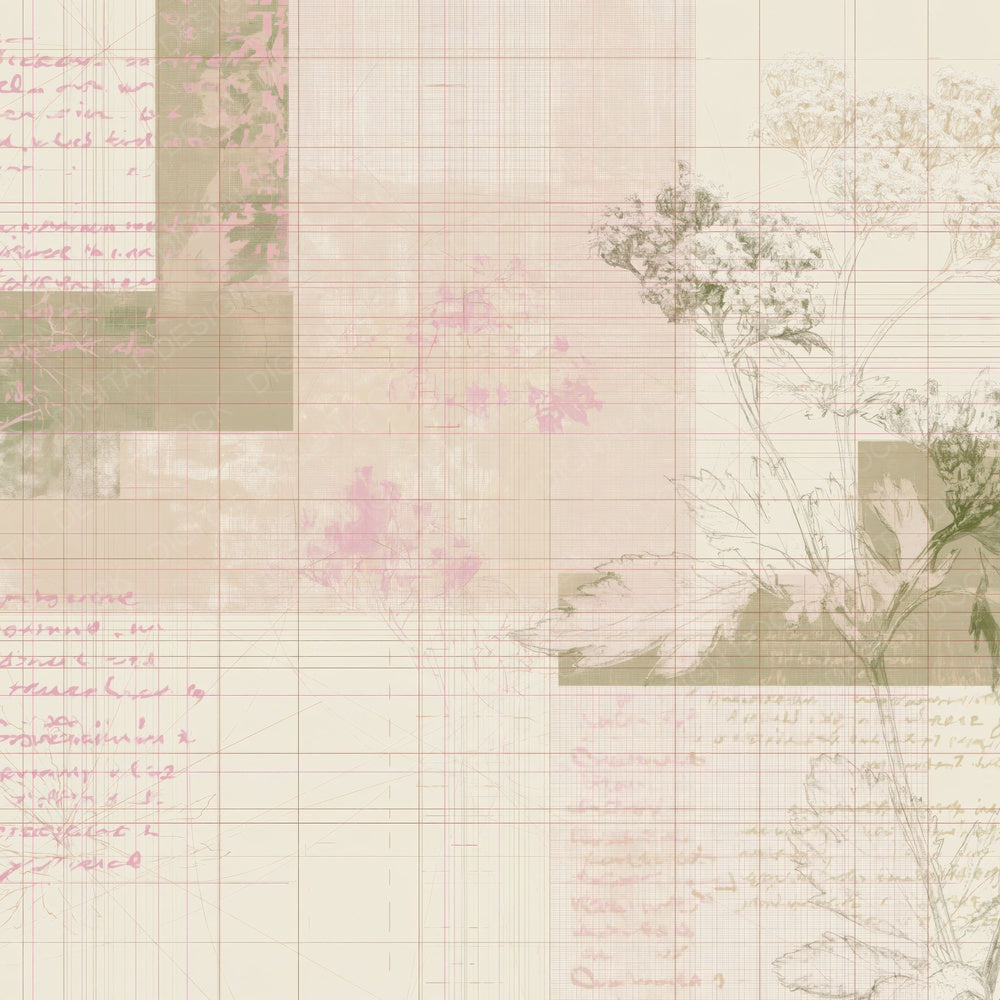 Single Pattern Studio Hemp Agrimony Ivory Dusty Pink Riverbank Green digital paper shown full size