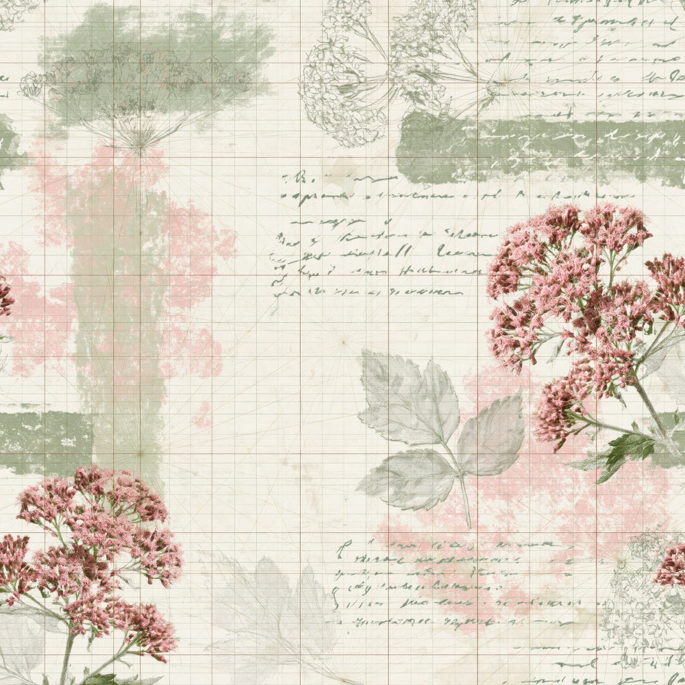 Another Pattern Studio Hemp Agrimony Ivory Dusty Pink Riverbank Green digital paper shown full size