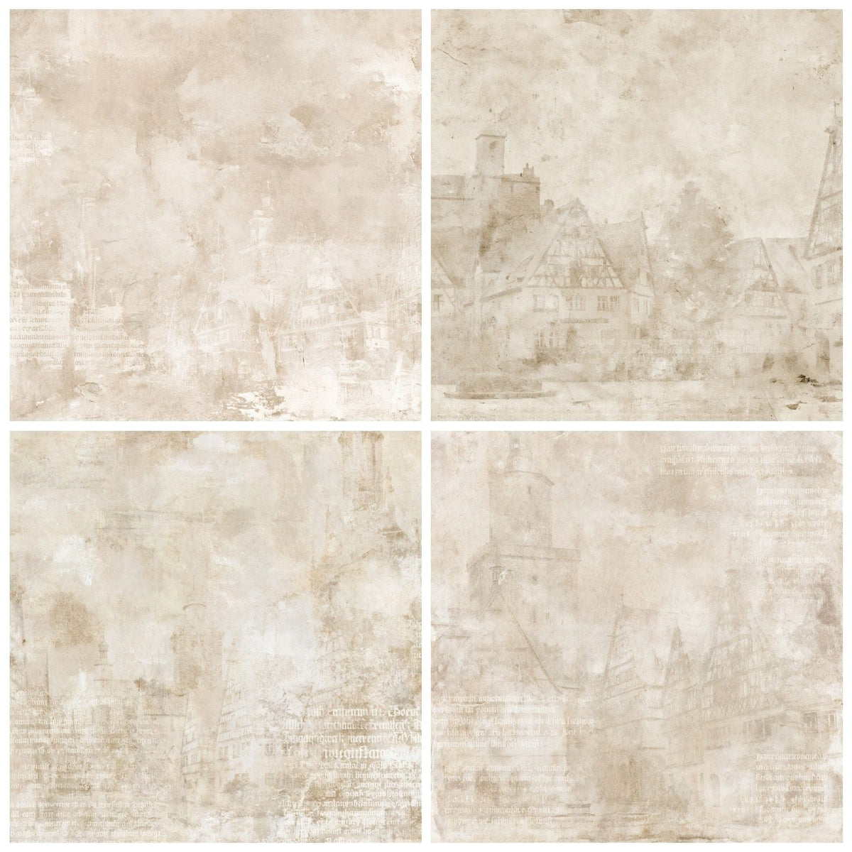 Four Rothenburg Medieval Franconian Stone Sandstone Bone digital papers from the pack shown in a grid