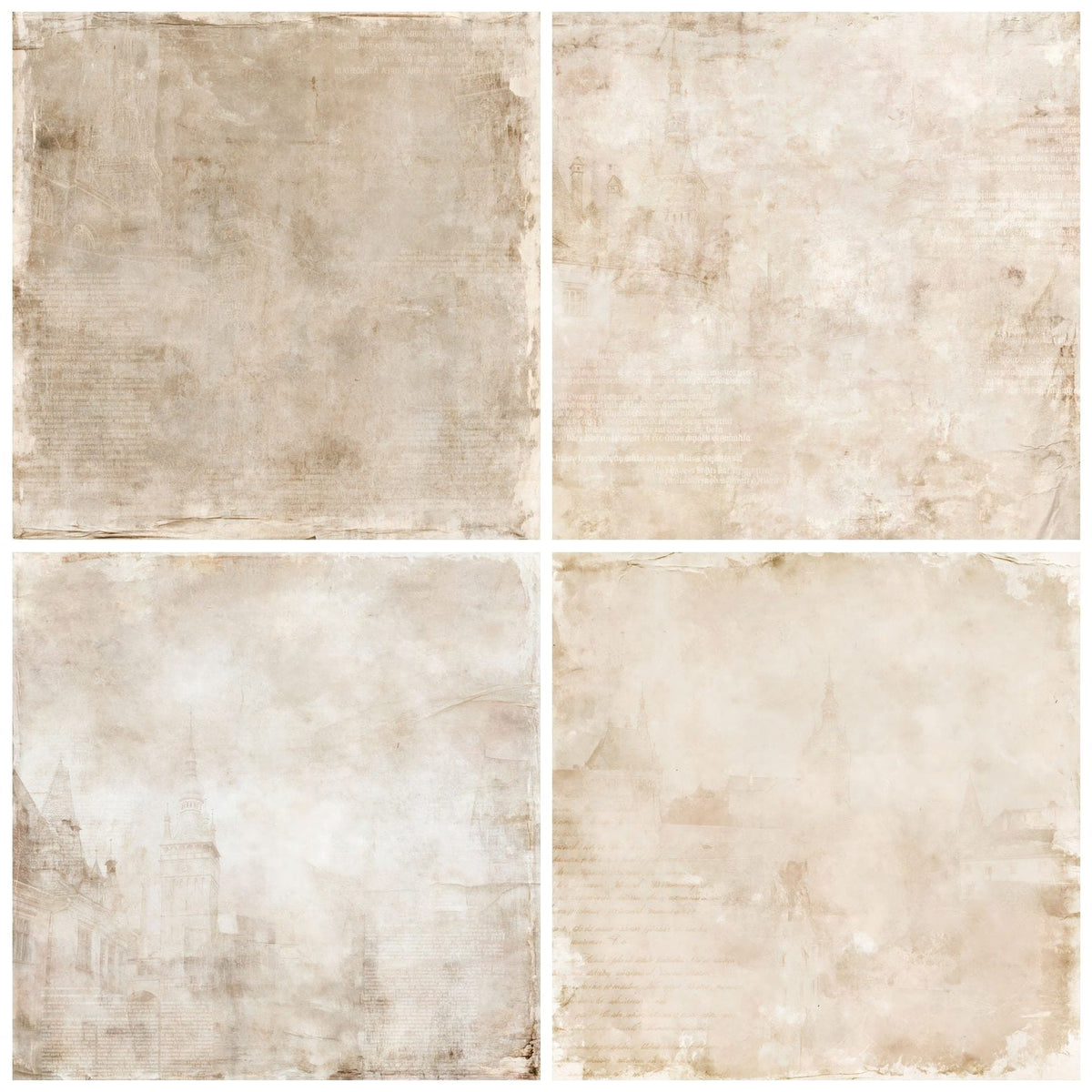 Four more Sighisoara Medieval Citadel Transylvanian Stone Saxon Ochre Bone digital papers from the pack shown in a grid