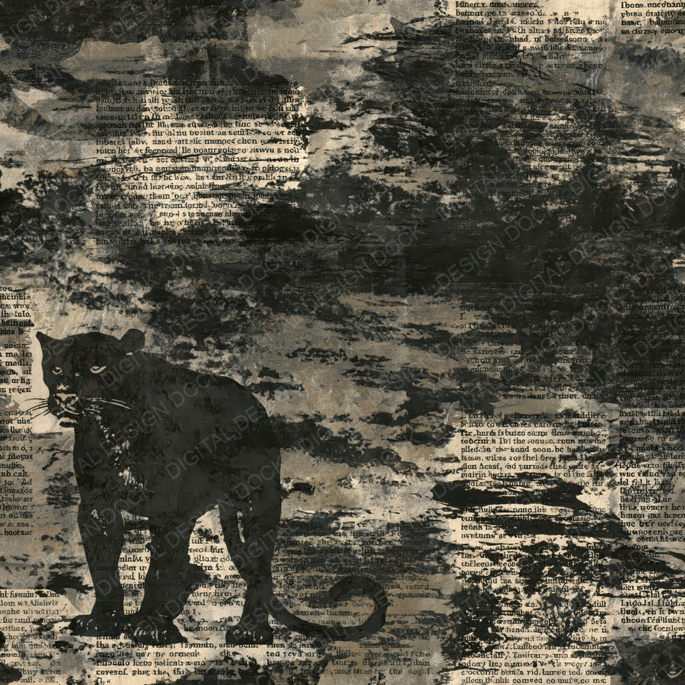 Single Beast Of Bodmin Cryptid Bodmin Moor Panther Black Bone digital paper shown full size