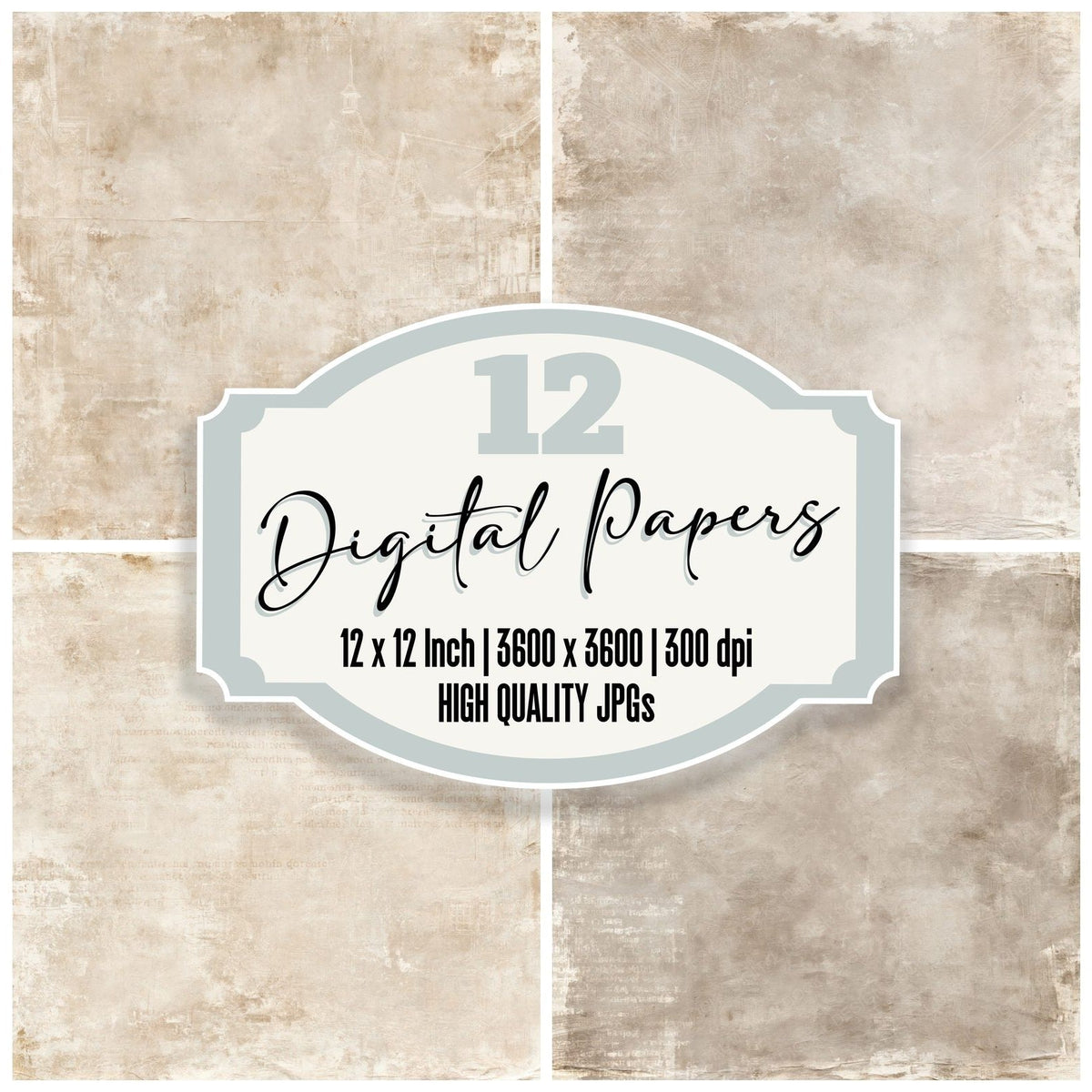 Colmar Alsace Half Timbered Vosges Stone Timber Ochre Bone digital paper pack cover showing four of the 12 papers