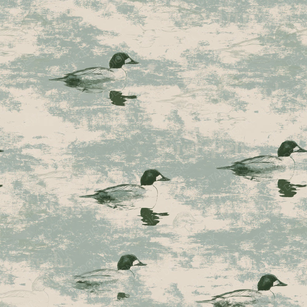 Single Goldeneye Duck Bird Winter Lake Glossy Green Bone digital paper shown full size