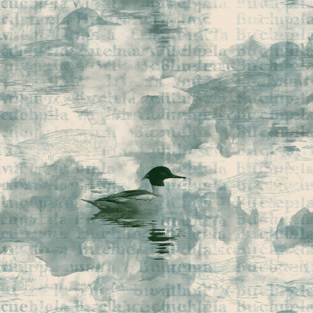 Another Goldeneye Duck Bird Winter Lake Glossy Green Bone digital paper shown full size