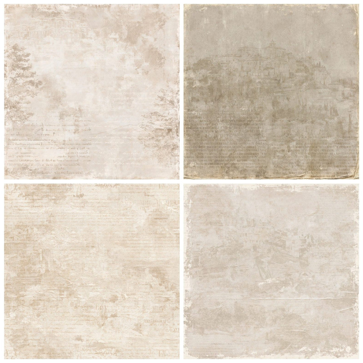 Four Gordes Provence Hilltop Luberon Stone Vaucluse Ochre Bone digital papers from the pack shown in a grid