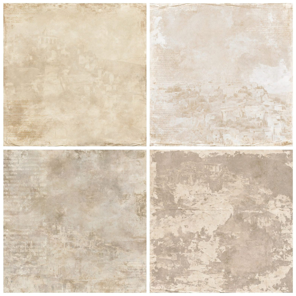 Four more Gordes Provence Hilltop Luberon Stone Vaucluse Ochre Bone digital papers from the pack shown in a grid