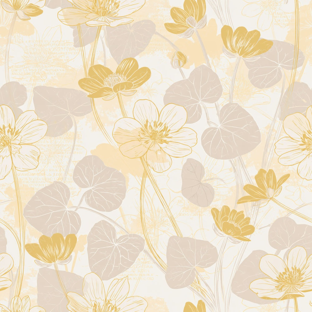 Single Lesser Celandine Flower Spring Bank Cream Buttercup Gold Bone digital paper shown full size