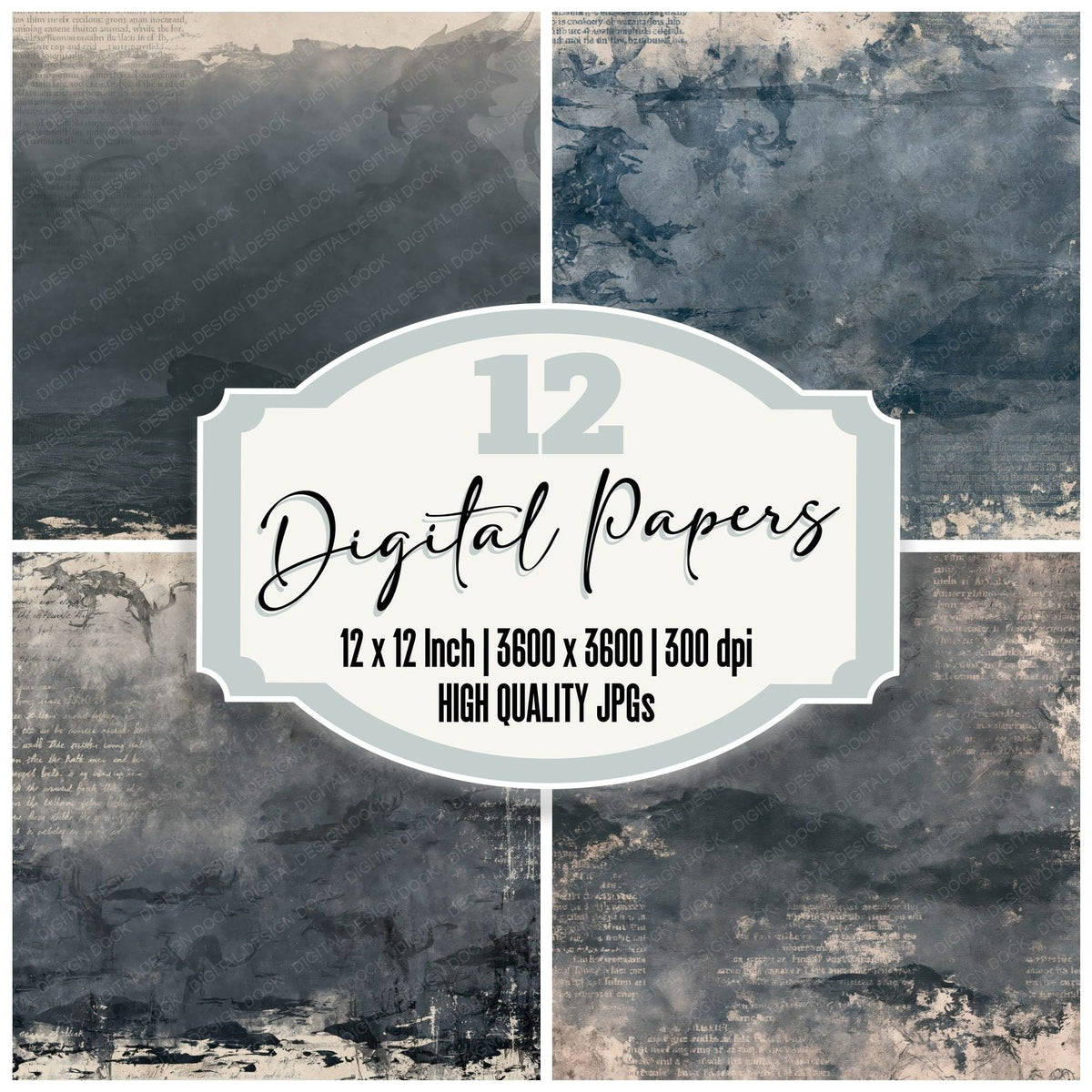 Nucklavee Cryptid North Sea Slate Skinless Flesh Bone digital paper pack cover showing four of the 12 papers