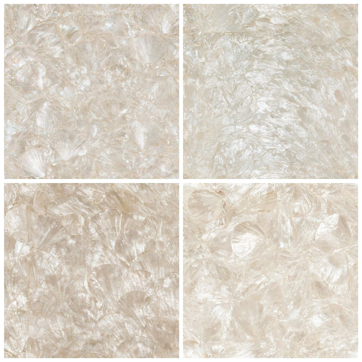 Four more Aged Mother Of Pearl Inlay Pearl Cream Pearl Silver Champagne Seamless digital papers from the pack shown in a grid