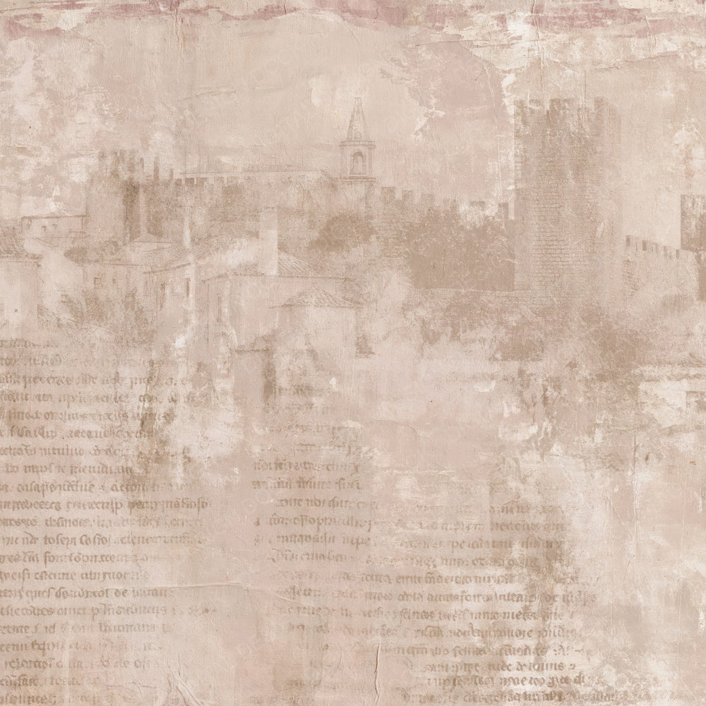 Single Obidos Portugal Walled Estremadura Stone Bougainvillea Pink Bone digital paper shown full size