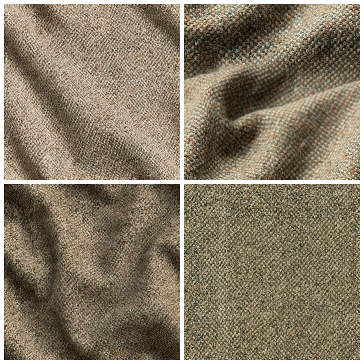 Four more Donegal Tweed Fleck Tweed Oatmeal Aged Heather Moss Seamless digital papers from the pack shown in a grid