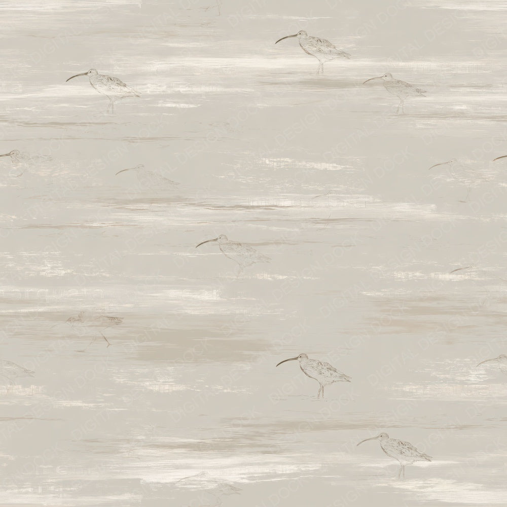 Another Curlew Wading Bird Estuary Grey Streaked Buff Bone digital paper shown full size
