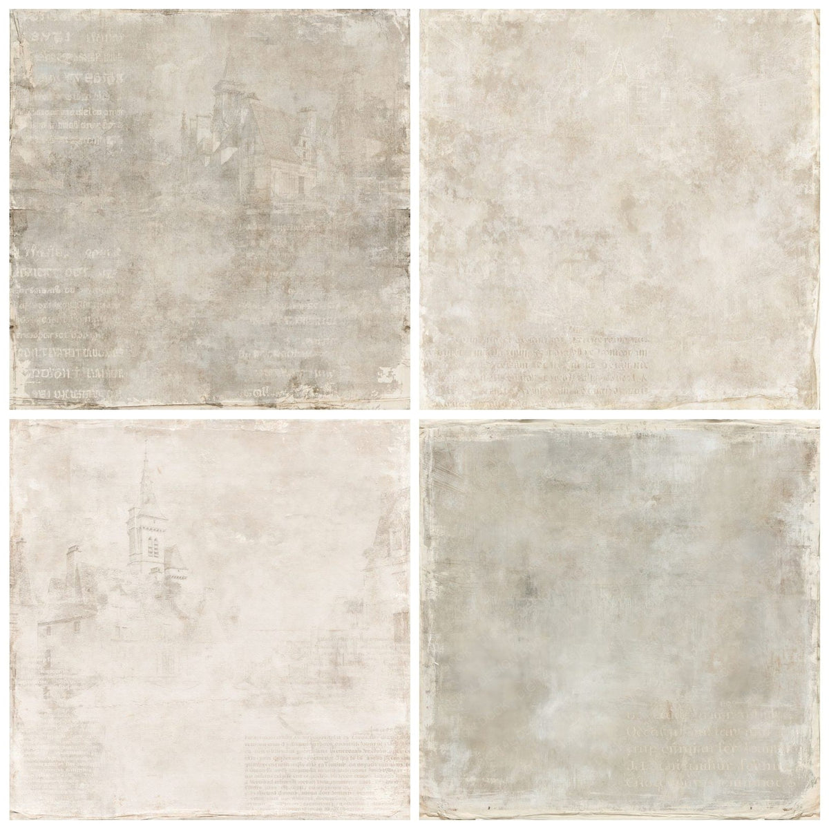 Four more Sarlat Dordogne Medieval Dordogne Limestone Lauze Slate Bone digital papers from the pack shown in a grid