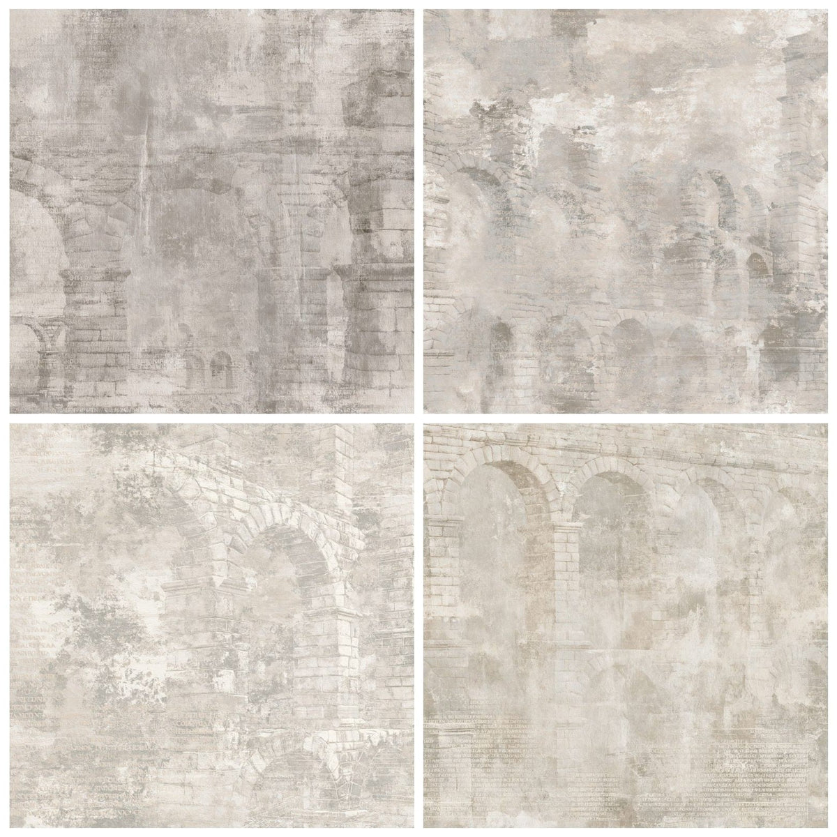 Four Segovia Aqueduct Spain Castilian Granite Roman Grey Bone digital papers from the pack shown in a grid