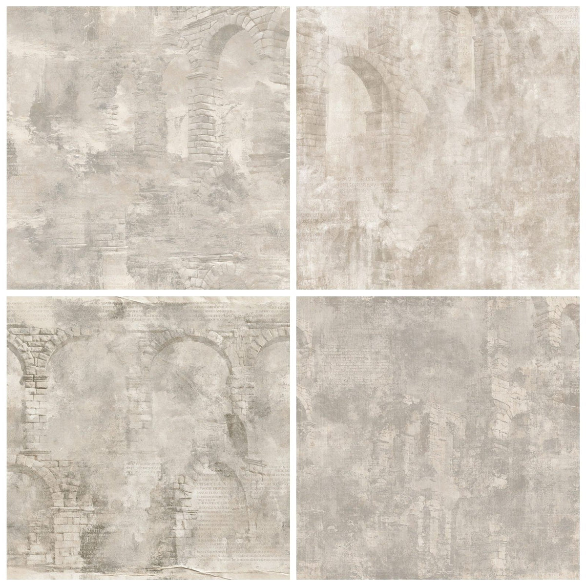 Four more Segovia Aqueduct Spain Castilian Granite Roman Grey Bone digital papers from the pack shown in a grid
