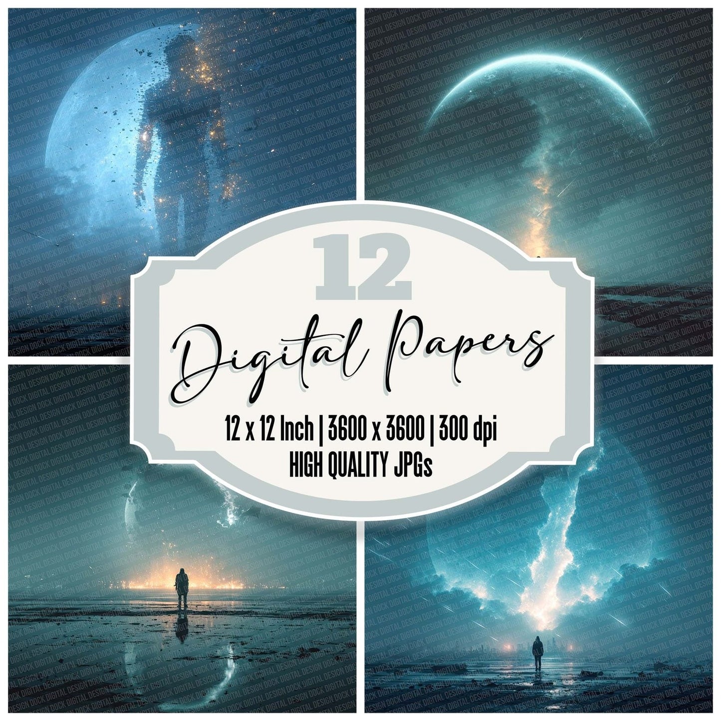 Android Moon Cyber Space Digital Paper Pack (DDD007608)