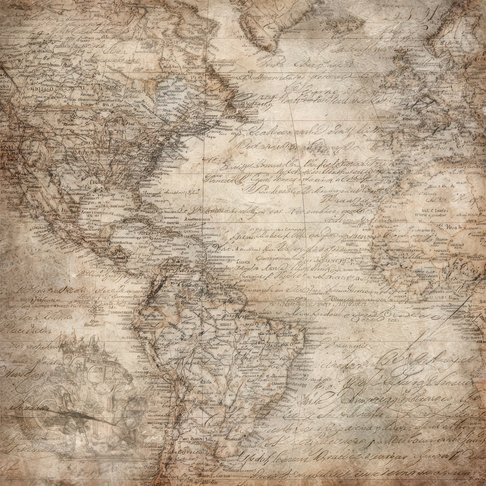 Antique Map Script Digital Paper Pack (DDD008809)