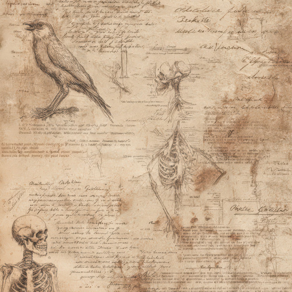 Antique Medical Diagram Background Digital Paper Pack (DDD008869)