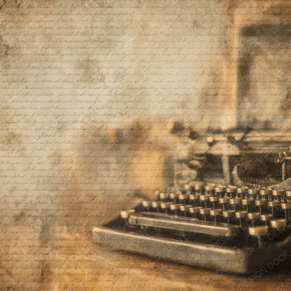 Antique Typewriter Desk Background Digital Paper Pack (DDD008871)