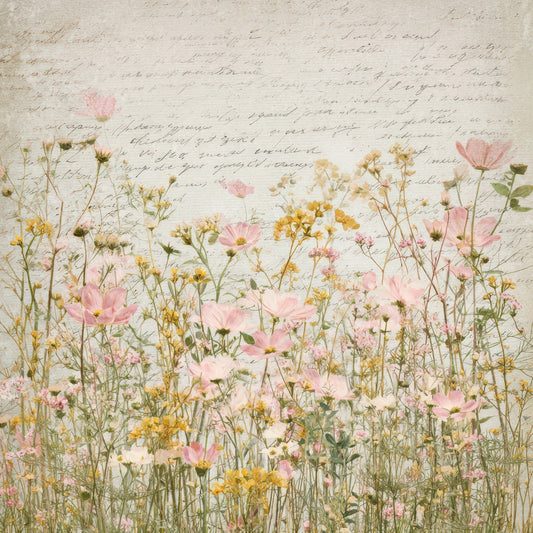 Antique Wildflower Meadow Background Digital Paper Pack (DDD008832)