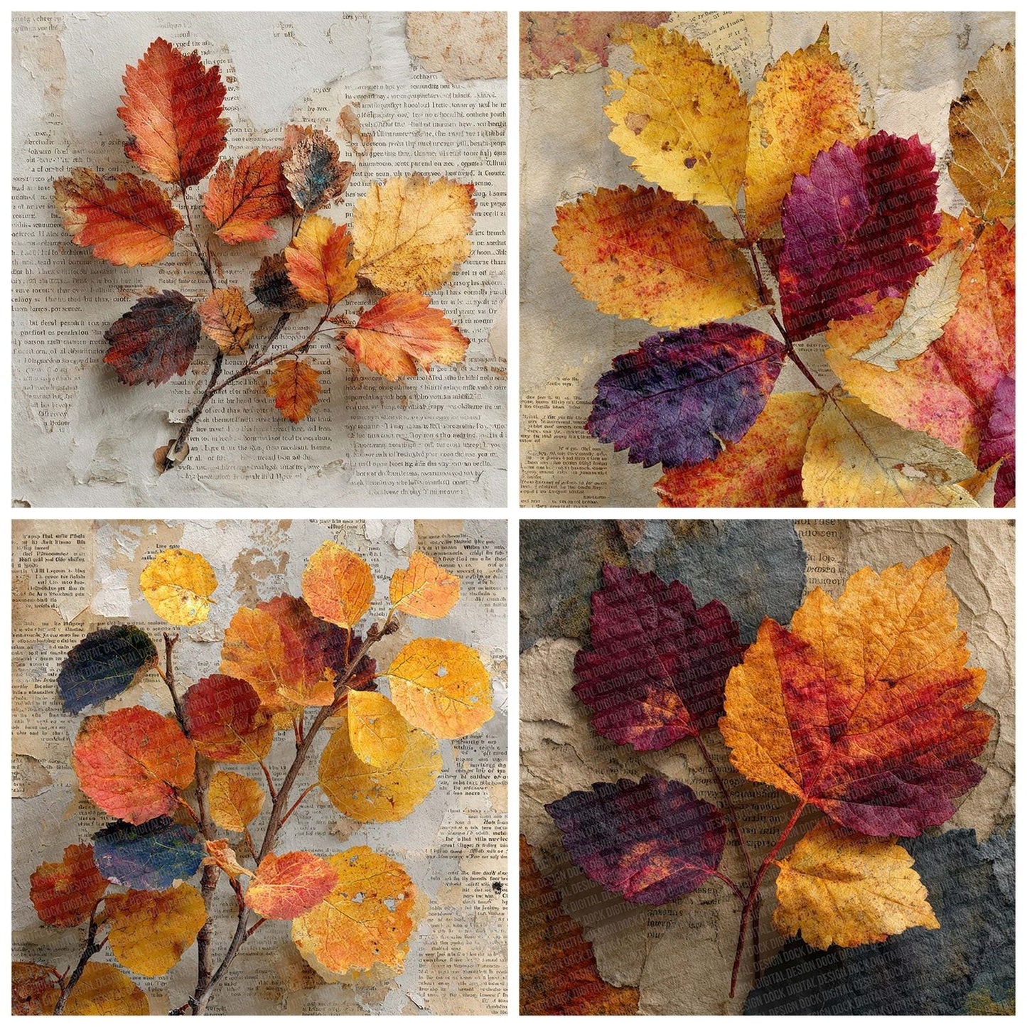 Autumn Leaves Book Digital Paper Pack (DDD007612)