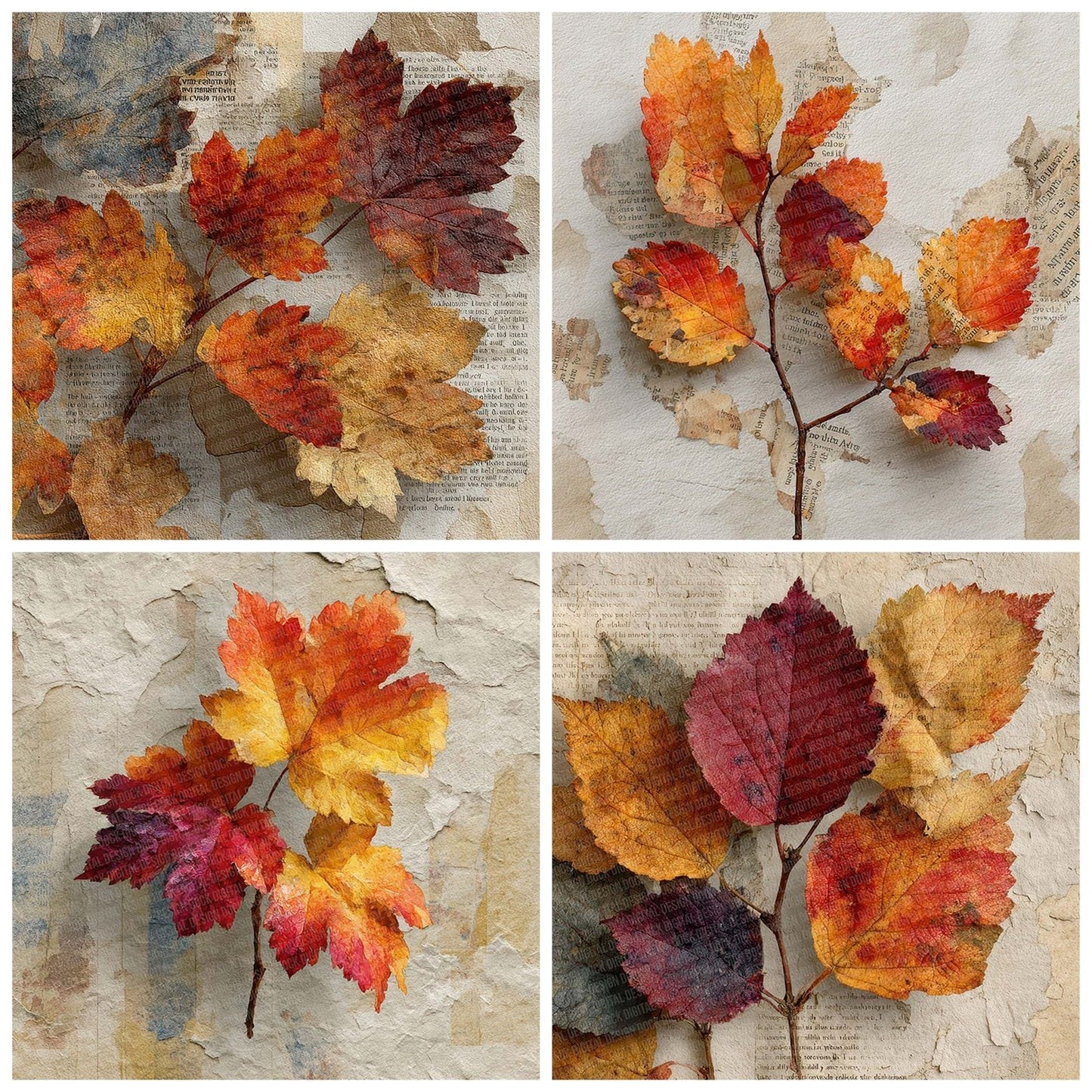 Autumn Leaves Book Digital Paper Pack (DDD007612)