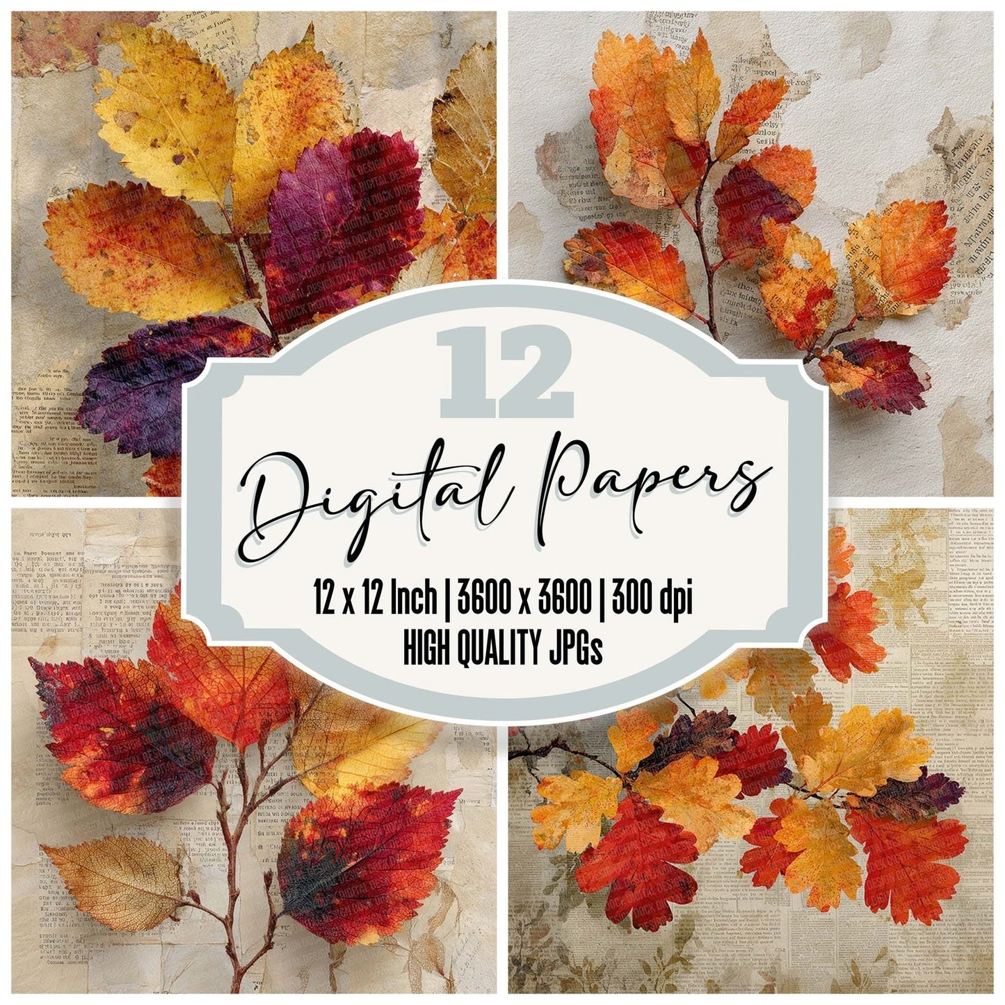 Autumn Leaves Book Digital Paper Pack (DDD007612)