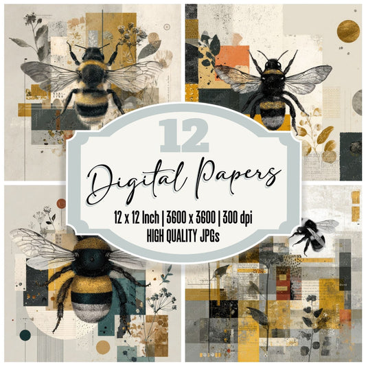 Bee Honey Moodboard Digital Paper Pack (DDD000022)