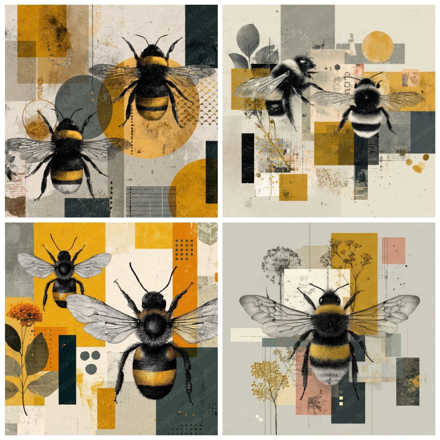 Bee Honey Moodboard Digital Paper Pack (DDD000022)