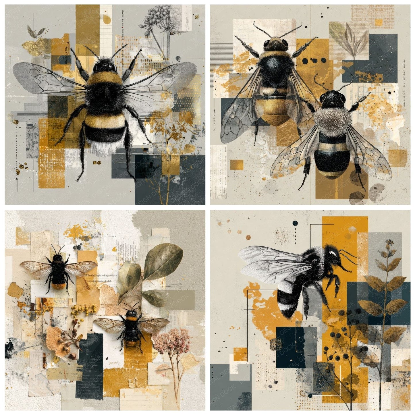 Bee Honey Moodboard Digital Paper Pack (DDD000022)