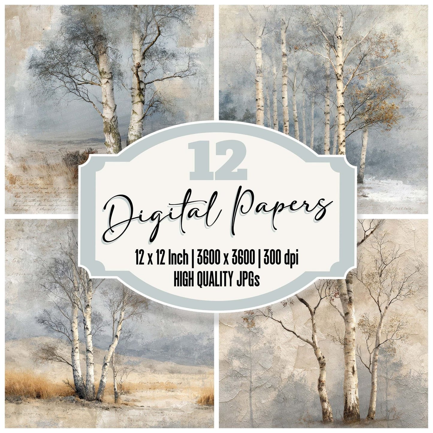 Birch Tree Fieldnotes Digital Paper Pack (DDD007613)