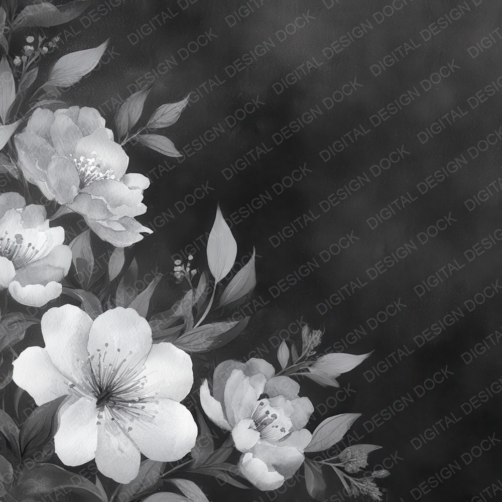 Black White Ink Wash Digital Paper Pack (DDD008722)