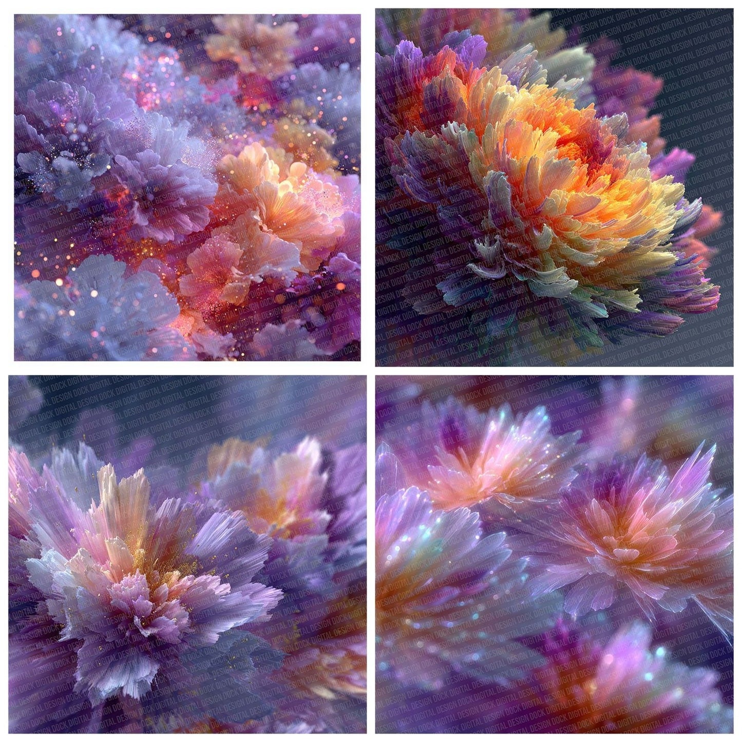 Bloom Burst Rainbow Floral Fusion Digital Paper Pack (DDD007614)