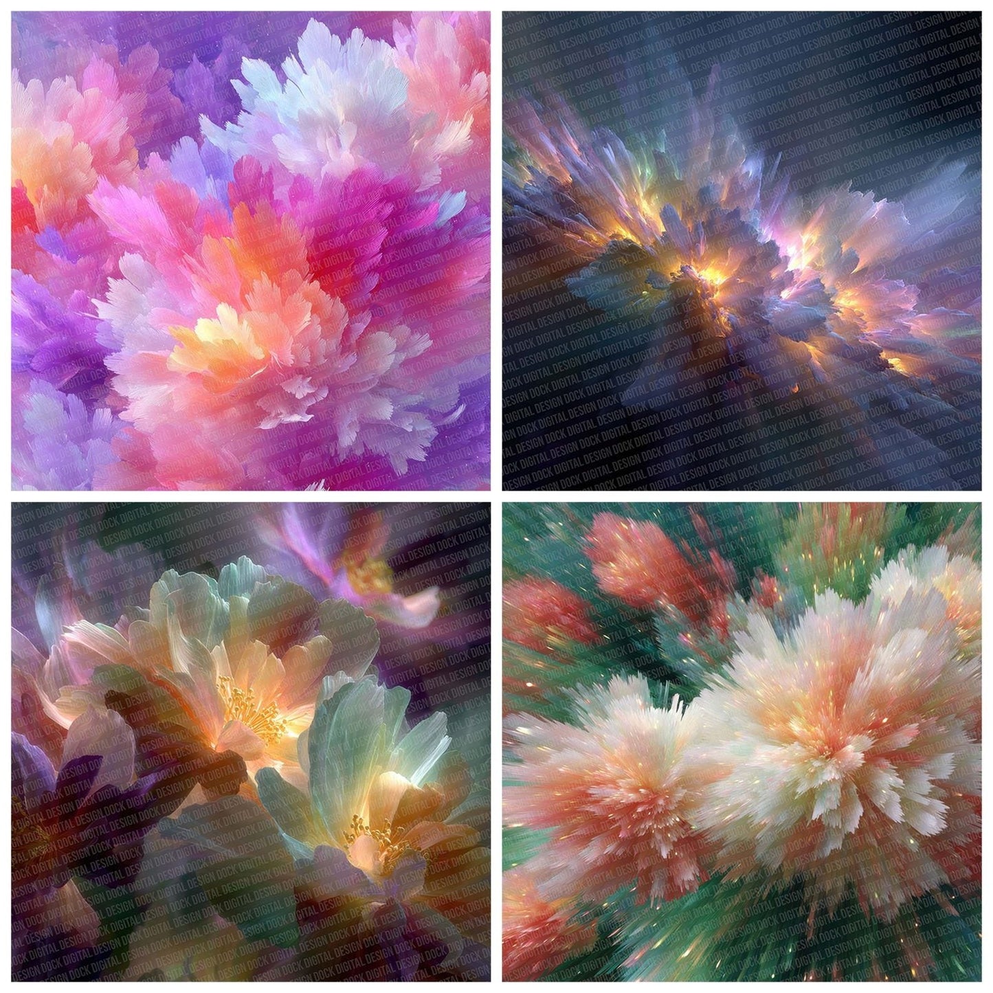 Bloom Burst Rainbow Floral Fusion Digital Paper Pack (DDD007614)