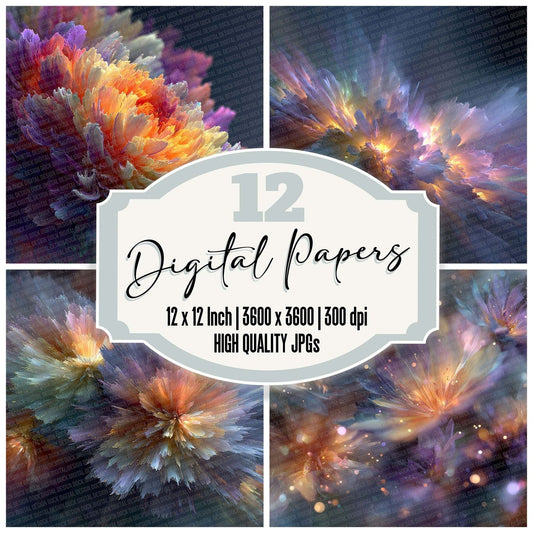 Bloom Burst Rainbow Floral Fusion Digital Paper Pack (DDD007614)