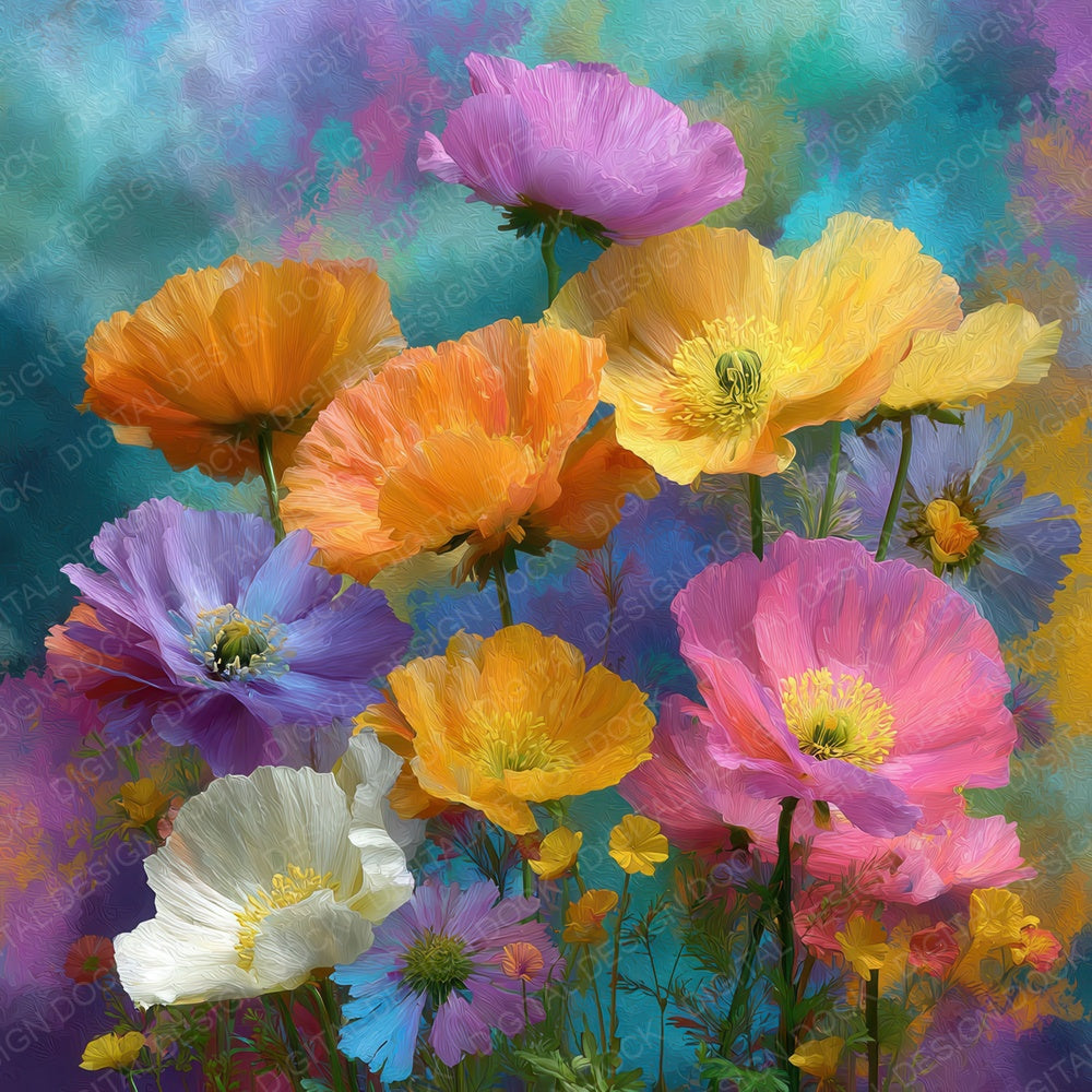 Bloom Cloud Rainbow Floral Fusion Digital Paper Pack (DDD007615)