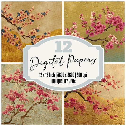 Blossom Wave Hokusai Digital Paper Pack (DDD007616)