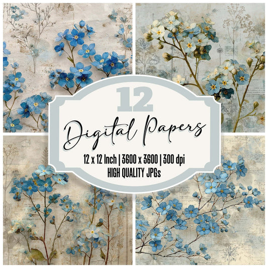 Blue Forget Paper Digital Paper Pack (DDD007618)