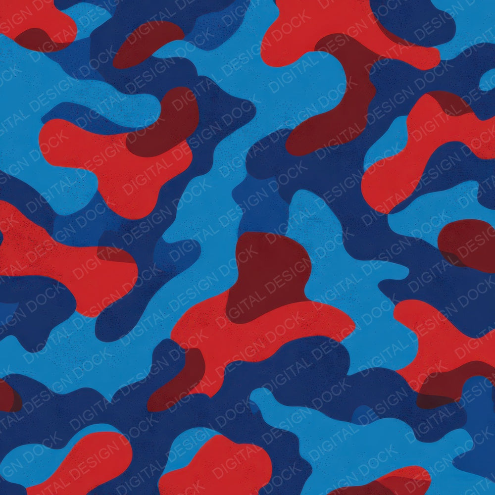Blue Red Camo Pattern Digital Paper Pack (DDD008369)