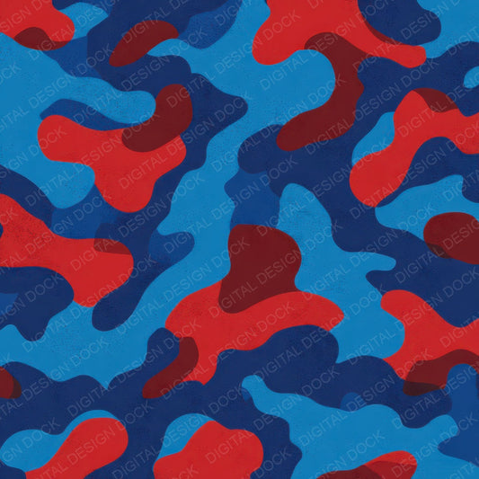 Blue Red Camo Pattern Digital Paper Pack (DDD008369)