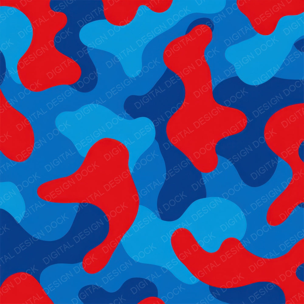 Blue Red Camo Pattern Digital Paper Pack (DDD008369)
