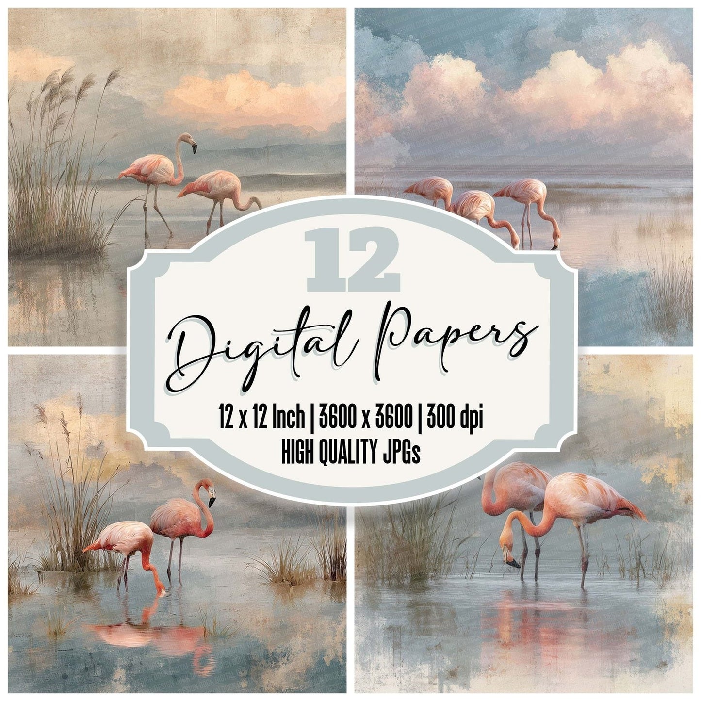 Blush Flamingo Marsh Digital Paper Pack (DDD007620)