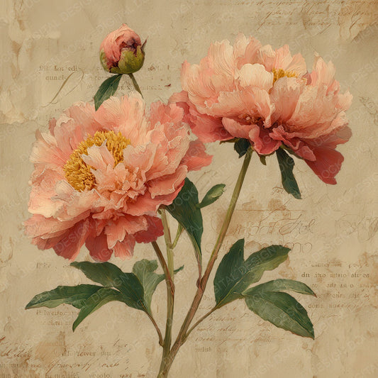 Blush Peony Ephemera Digital Paper Pack (DDD007621)