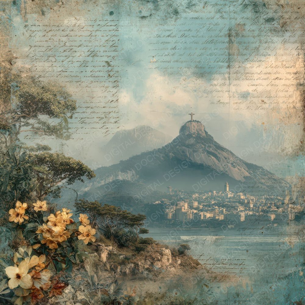 Brazil Charm Landmark Christ Redeemer Digital Paper Pack (DDD007788)