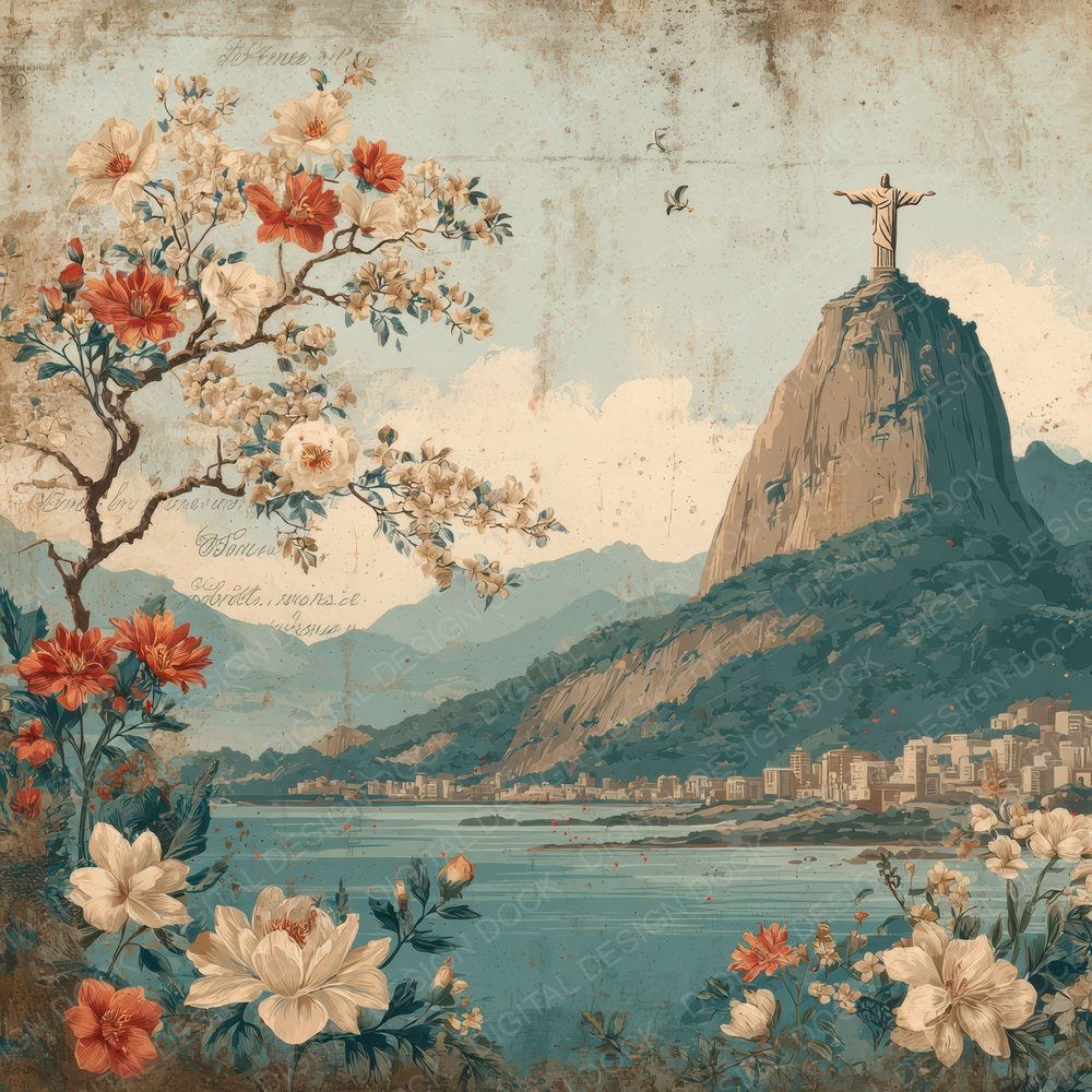 Brazil Charm Landmark Christ Redeemer Digital Paper Pack (DDD007788)