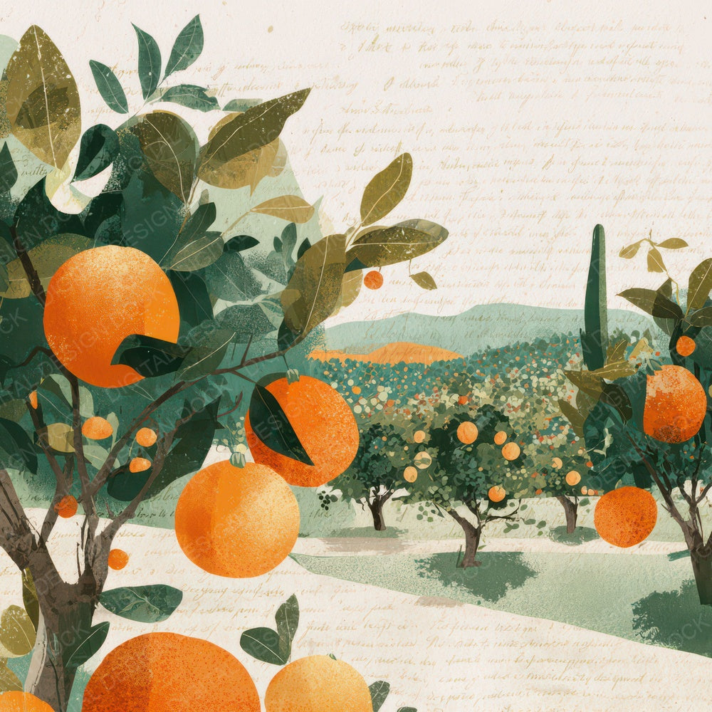 Bright Citrus Orchard Scene Digital Paper Pack (DDD012305)