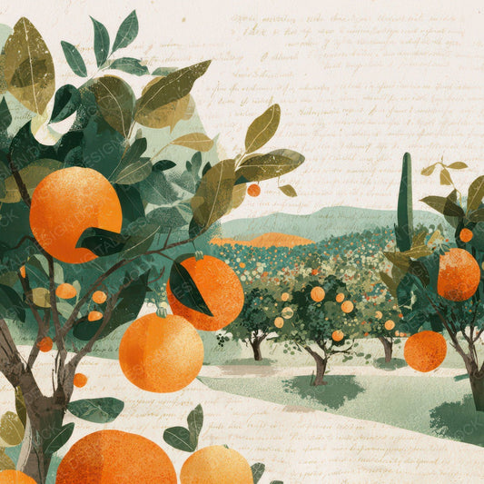 Bright Citrus Orchard Scene Digital Paper Pack (DDD012305)