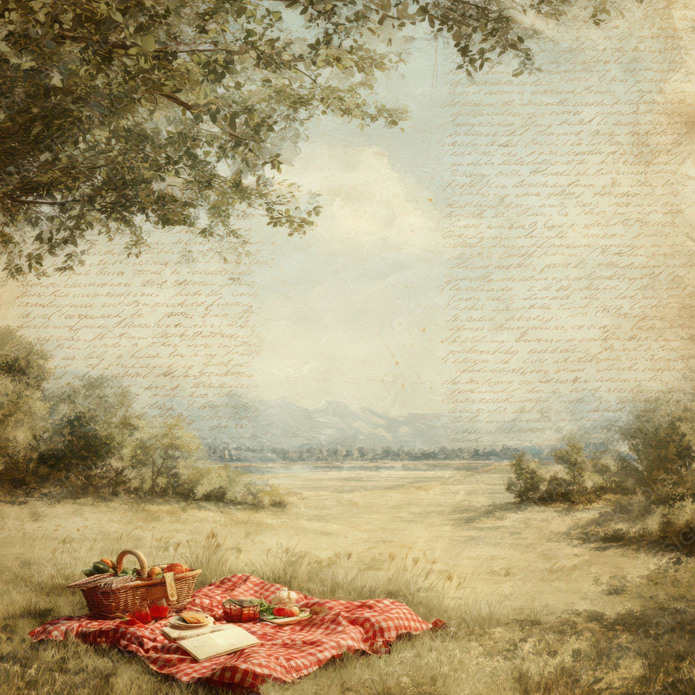 Bright Summer Picnic Scene Digital Paper Pack (DDD012311)